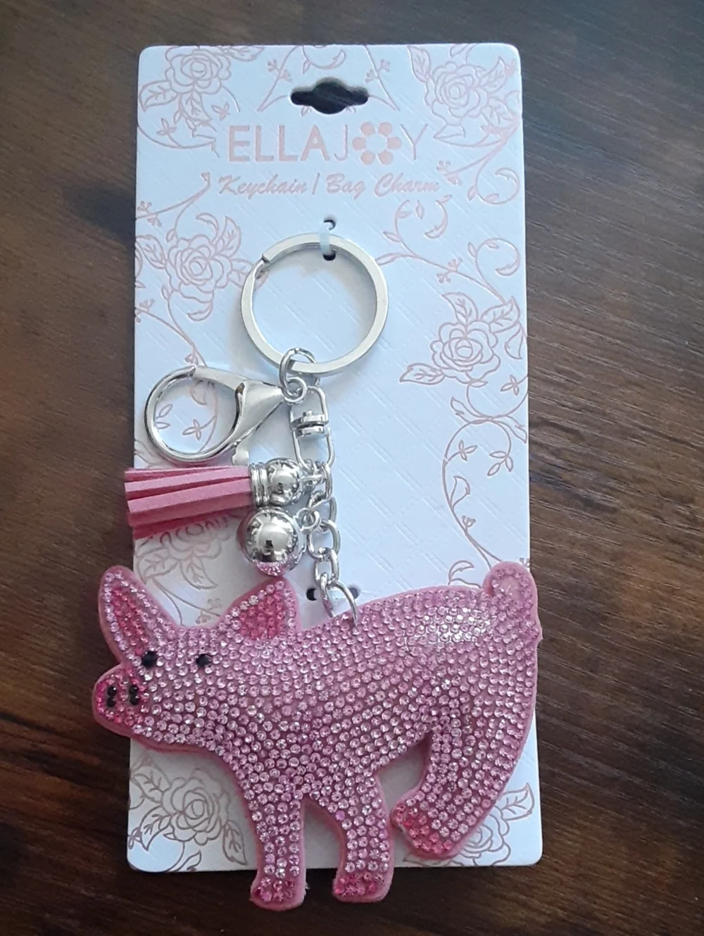 Blingy Pink Pig Bag Charm with Tassel